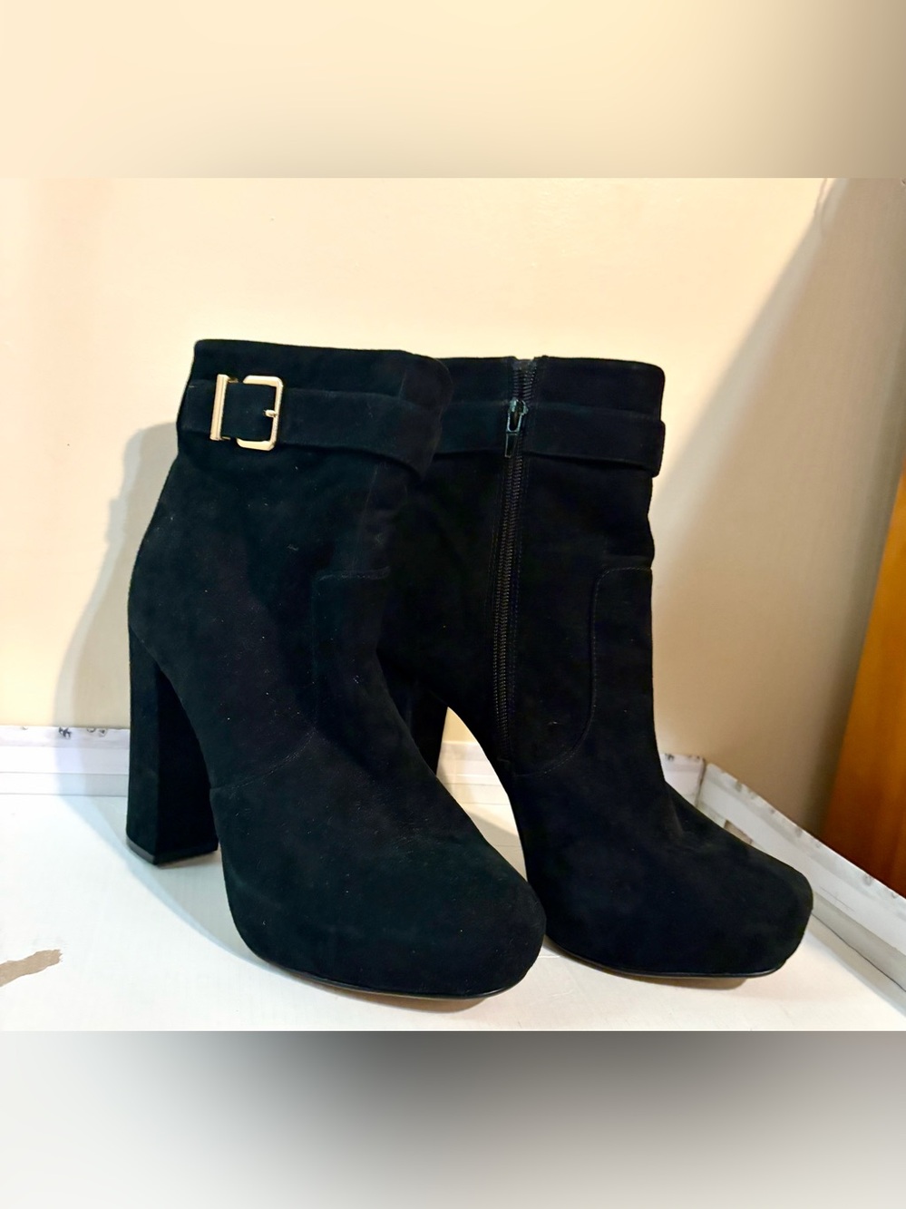 Express Leather High Heel Platform Suede Boots- Size 10